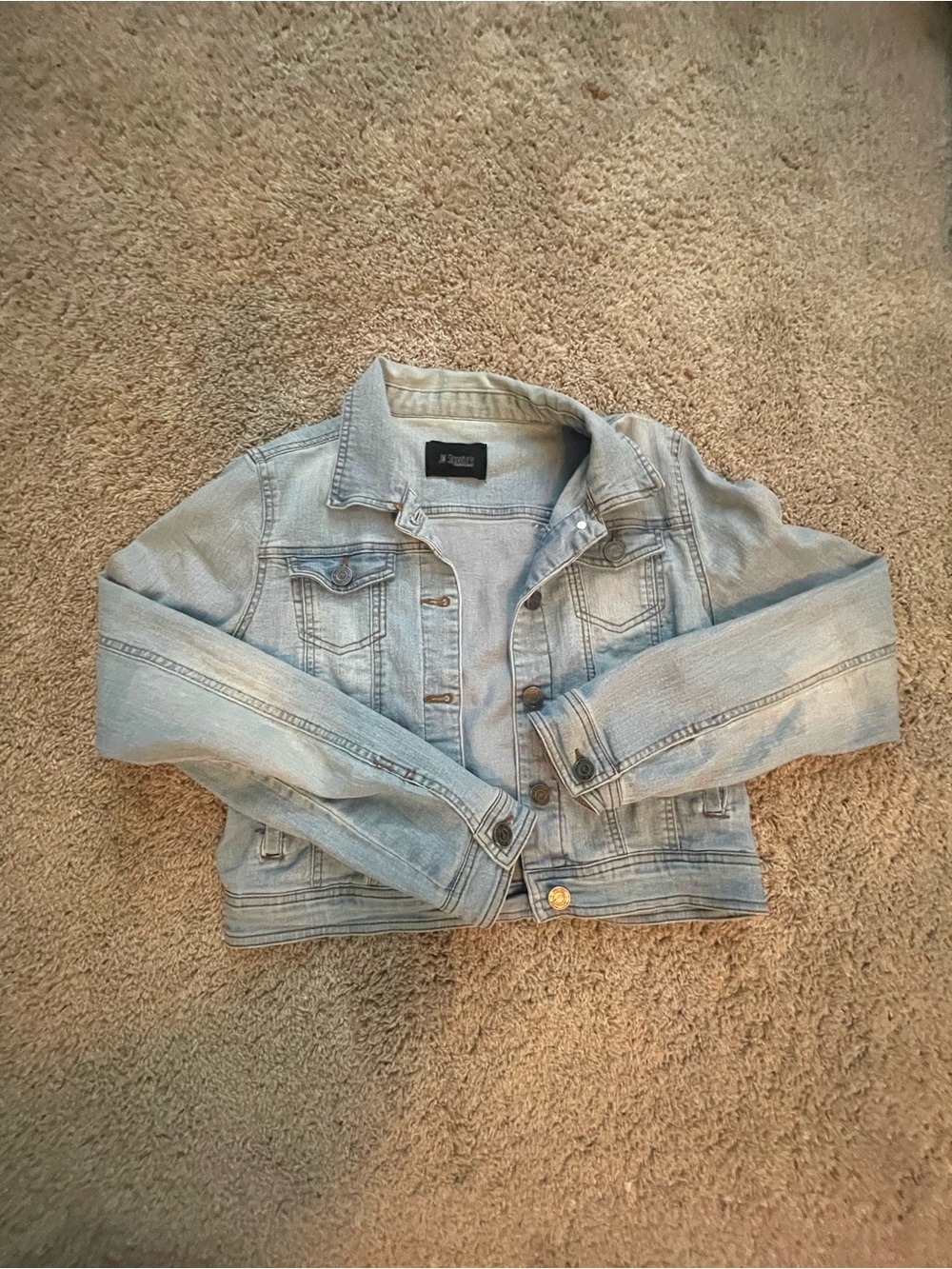 JW Signature Cropped Light Blue Womens Denim Jacket